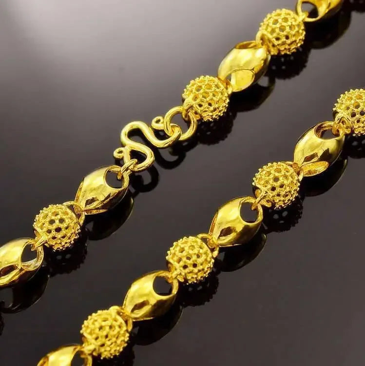 Collier de perles creuses en or 18 carats pour femme, cadeau de bijoux exquis,