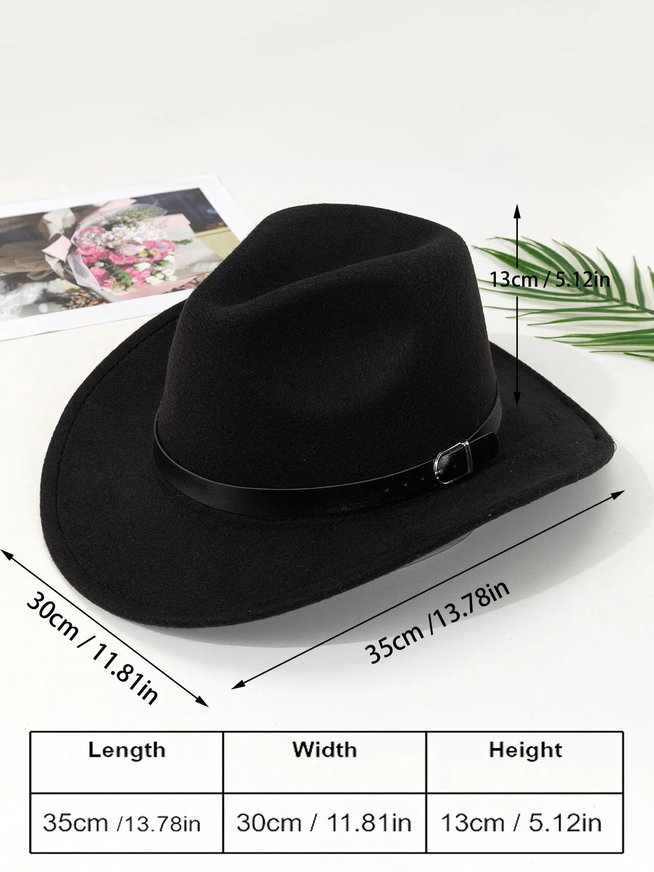 Chapeau de Cowboy Occidental en Feutre avec Ceinture Bouclée,
