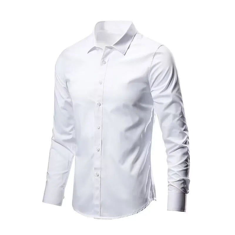 Chemise élastique, slim,  à manches longues pour homme, confortable, respirant, affaires, mode,