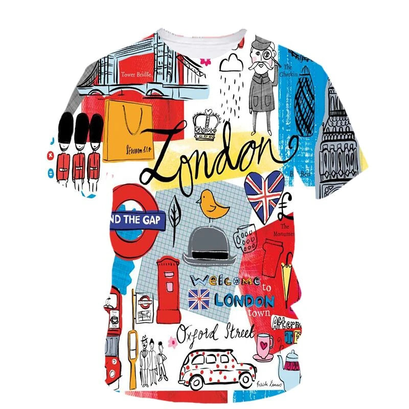 T-Shirt été homme et femme, mode, manches courtes, surdimensionné, Streetwear, impression 3D basée en angleterre