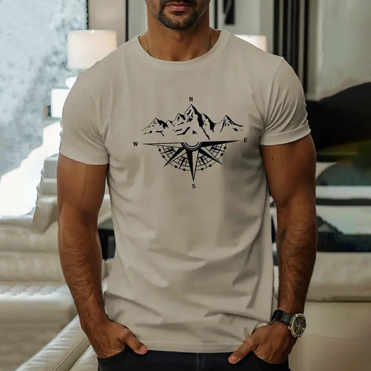 T-shirt décontracté à manches courtes pour homme, haut imprimé, à motif, col rond, vêtement