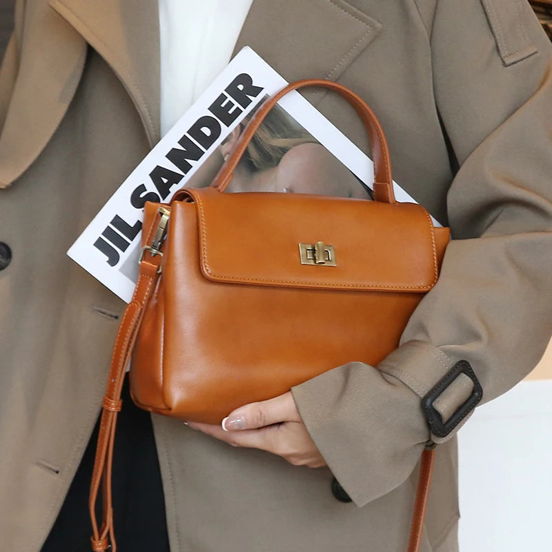 Sac fourre-tout en cuir de vache véritable pour femme, sac à main en cuir de vache naturel