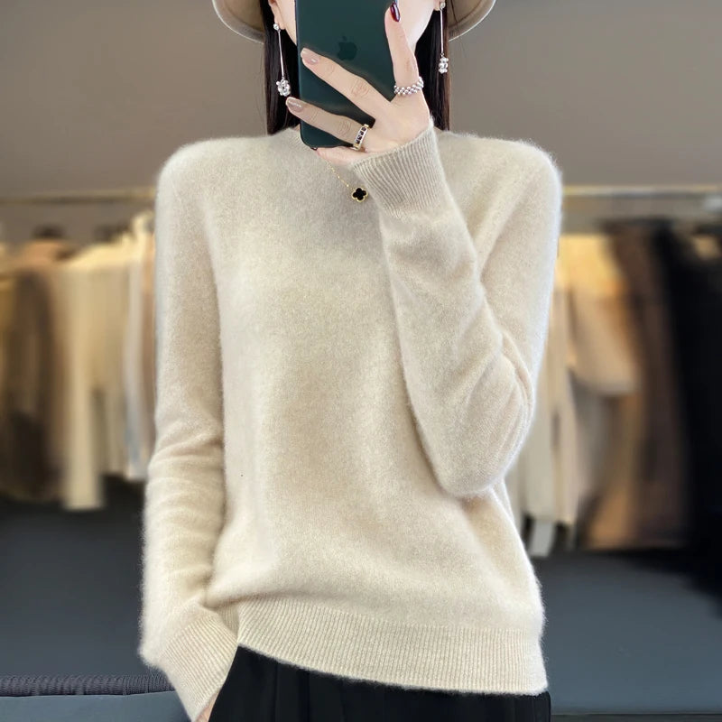pull en cachemire à col rond pour femme