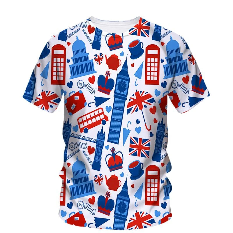 T-Shirt été homme et femme, mode, manches courtes, surdimensionné, Streetwear, impression 3D basée en angleterre