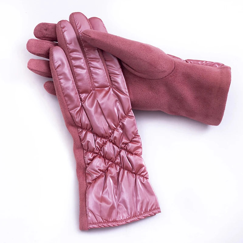 Gants en coton pour femme, garde au chaud, imperméable, doublure polaire thermique, écran tactile,