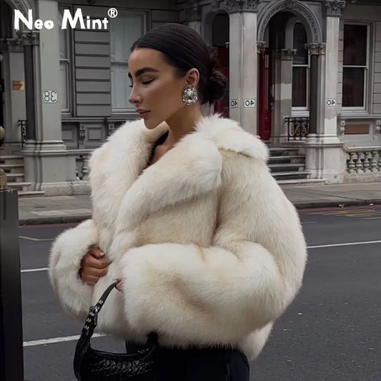 veste en fausse fourrure de renard pour femme