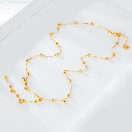 Collier en or véritable 24 carats avec pompon, chaîne de clavicule pour petite amie, tempérament et haut de gamm