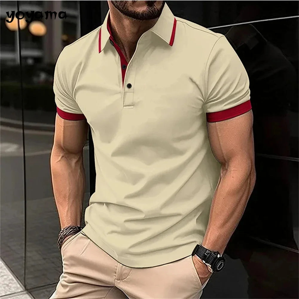polo à manches courtes, imprimé 3D pour homme, monochrome, vêtement décontracté,  simple,