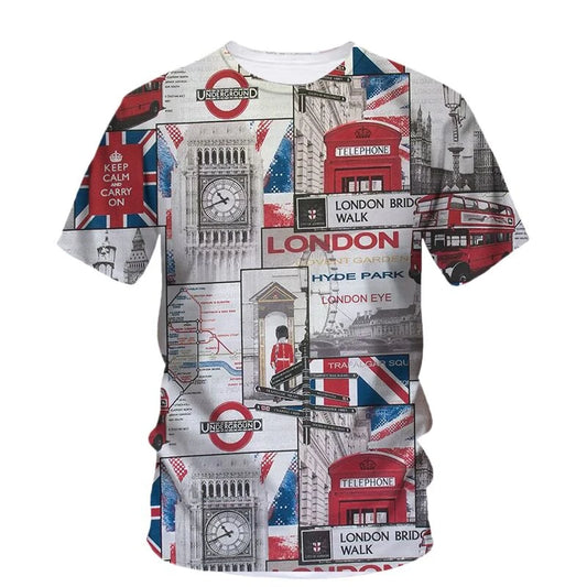 T-Shirt été homme et femme, mode, manches courtes, surdimensionné, Streetwear, impression 3D basée en angleterre