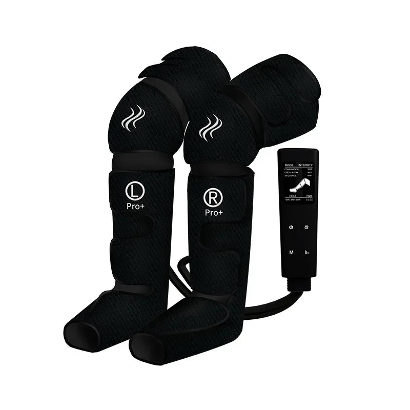 Masseur de jambes à compression d'air portable – Massage des genoux et des pieds à 3 chambres avec chauffag