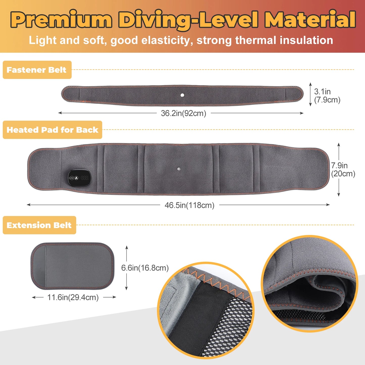 Ceinture de massage chauffante à la lumière rouge, compresse chaude sans fil, vibration du do