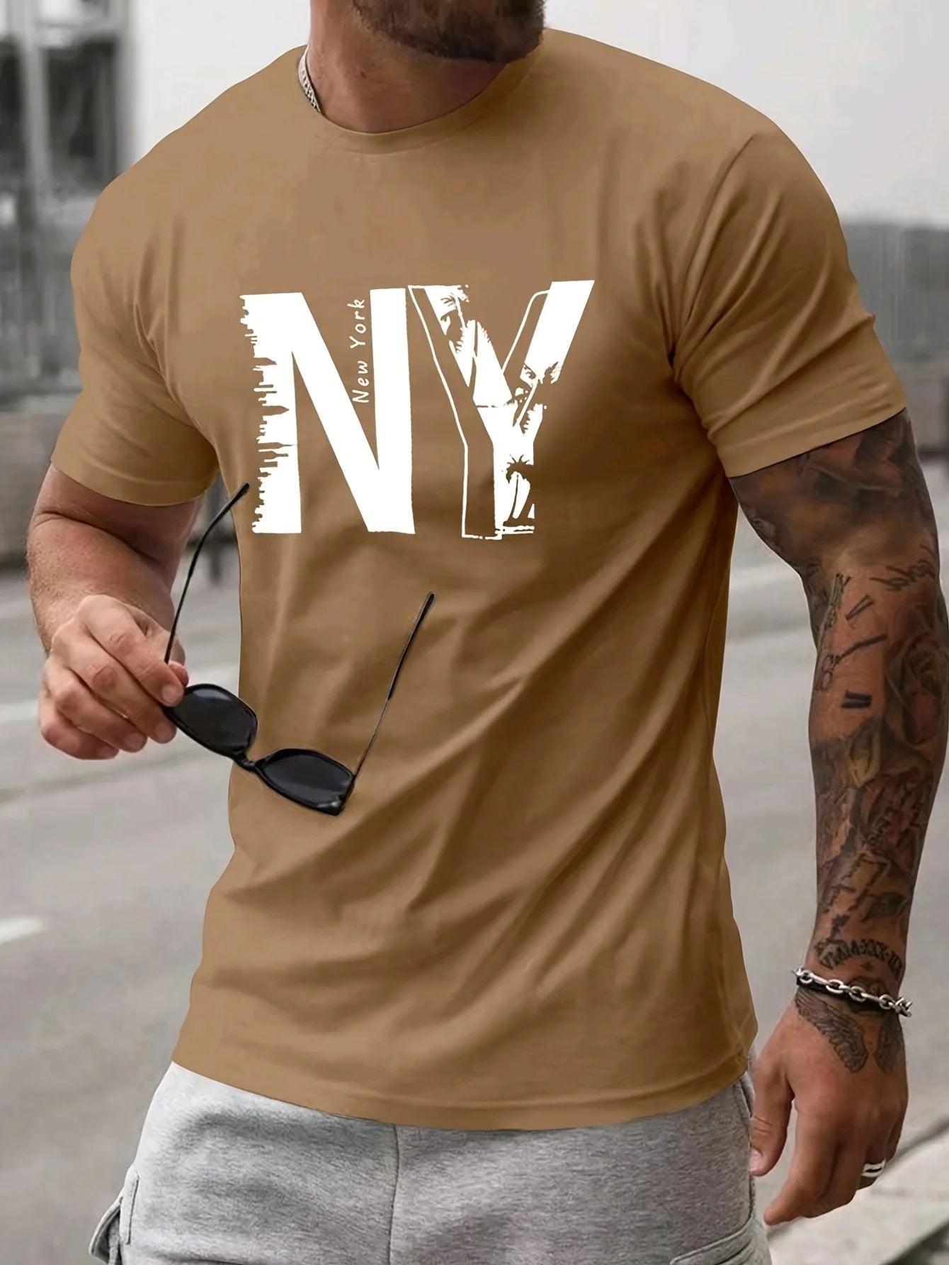 T-shirt à Manches Courtes et Col Rond pour Homme, Vêtement Décontracté, Ample, en Coton Pur,