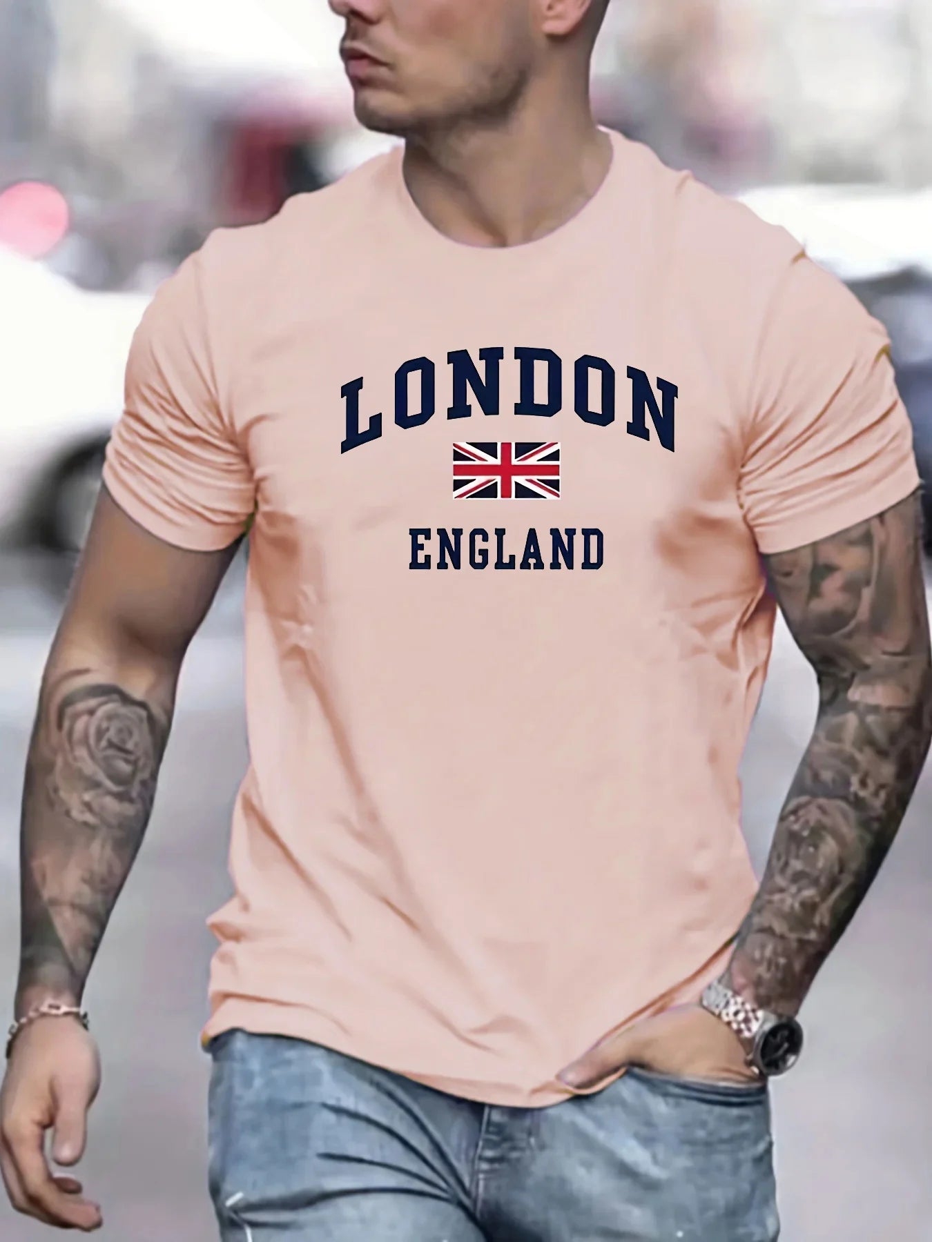 T-shirt à Manches Courtes et Col Rond pour Homme, Haut Décontracté en Coton Pur,