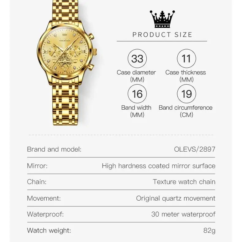 montre à quartz avec module de volant d'inertie pour femme
