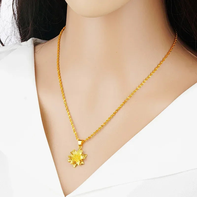 Collier pendentif lys en or 18 carats pour femme, bijoux de cou,