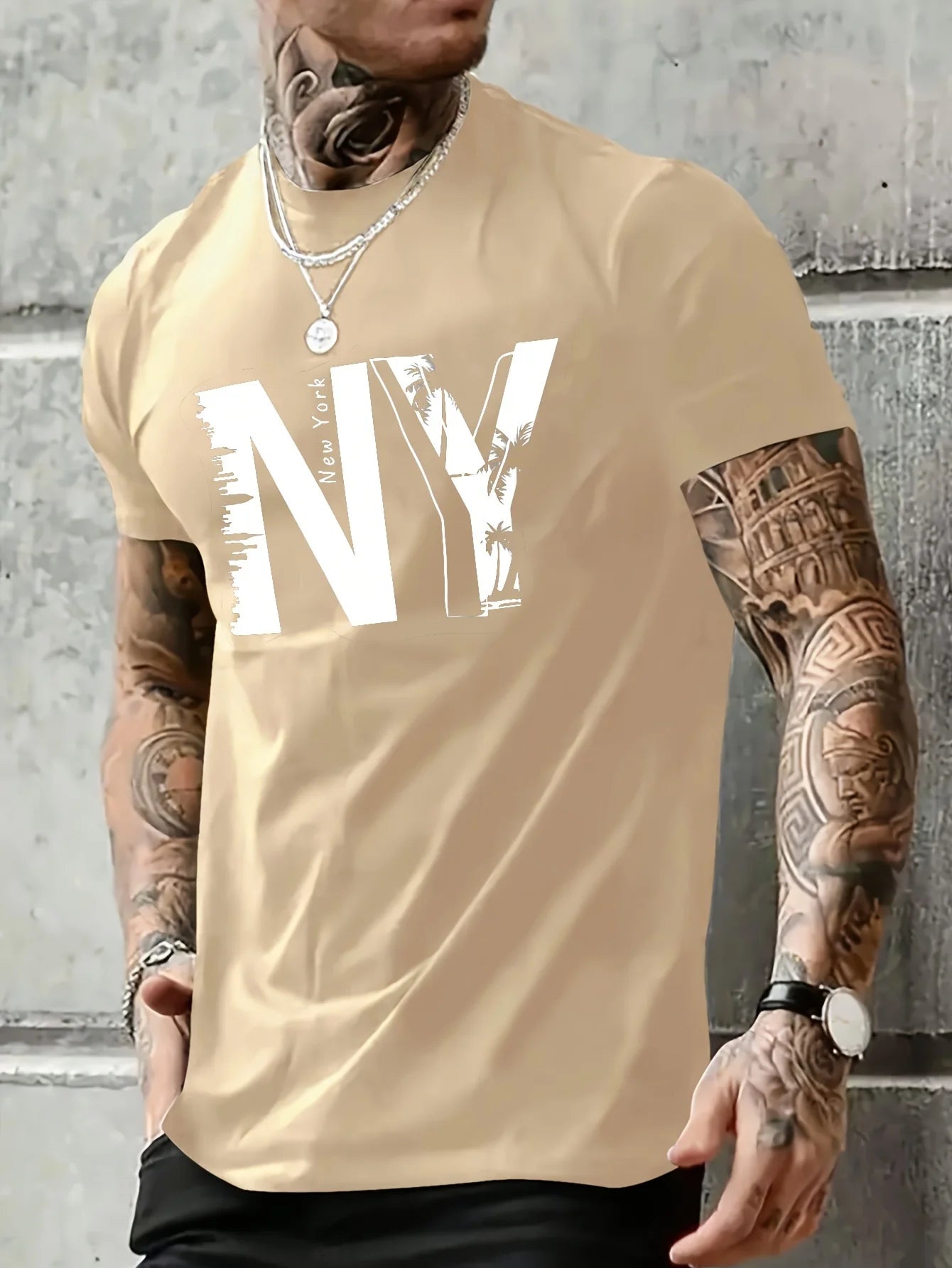 T-shirt à Manches Courtes et Col Rond pour Homme, Vêtement Décontracté, Ample, en Coton Pur,