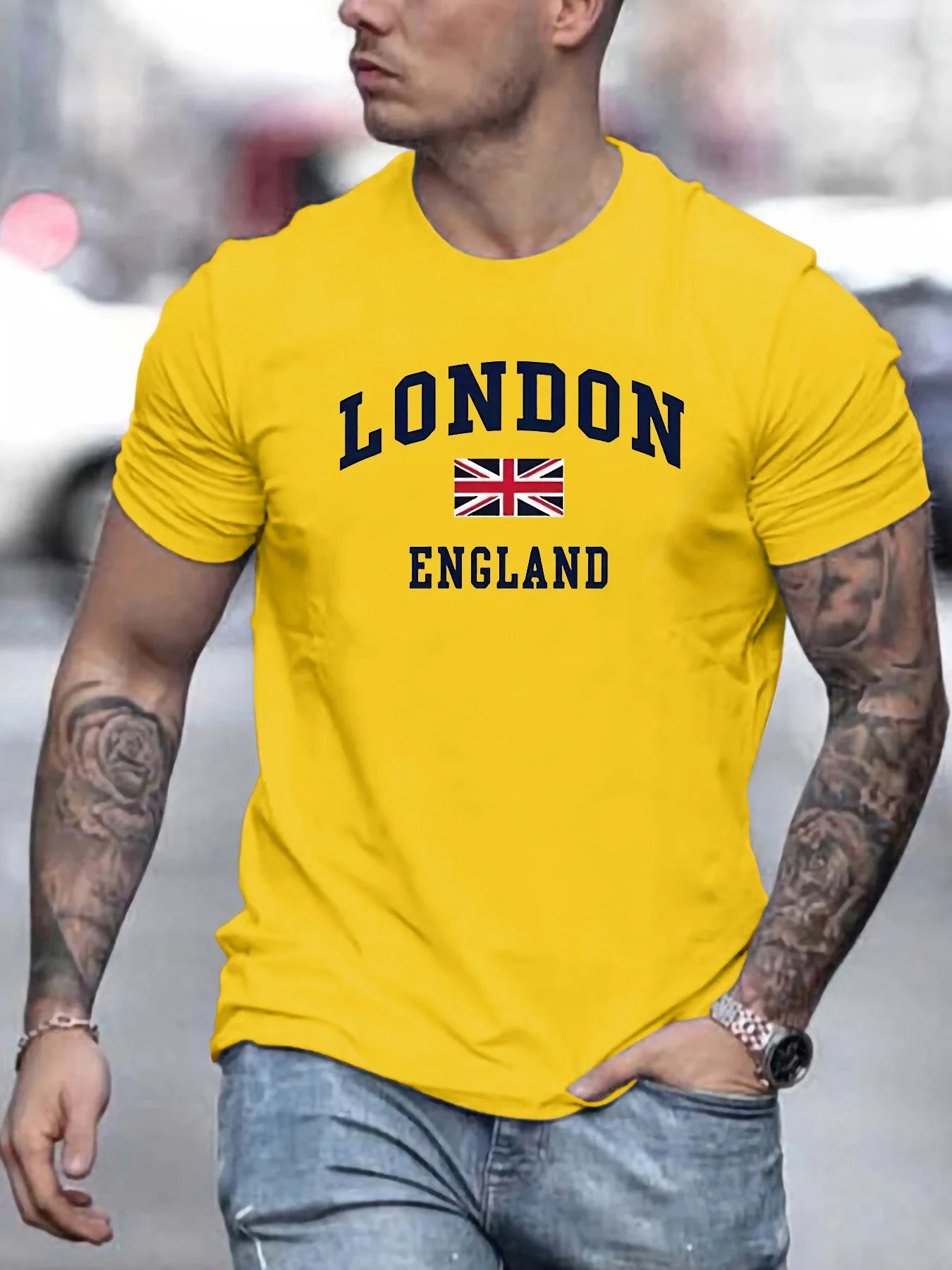 T-shirt à Manches Courtes et Col Rond pour Homme, Haut Décontracté en Coton Pur,