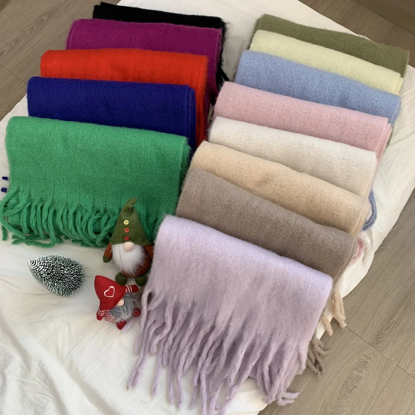 a-écharpe d'hiver, chaud, couleur unie, couverture longue -a