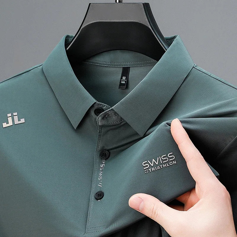 Polo décontracté à manches courtes pour homme, chemise d'affaires avec badge, polyvalent,