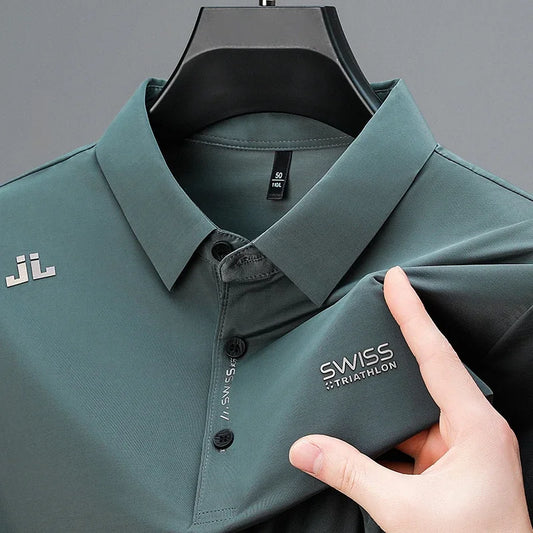 Polo décontracté à manches courtes pour homme, chemise d'affaires avec badge, polyvalent,