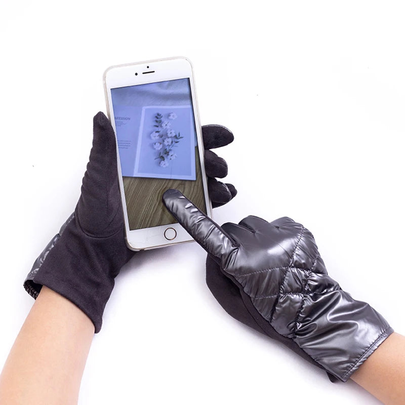 Gants en coton pour femme, garde au chaud, imperméable, doublure polaire thermique, écran tactile,