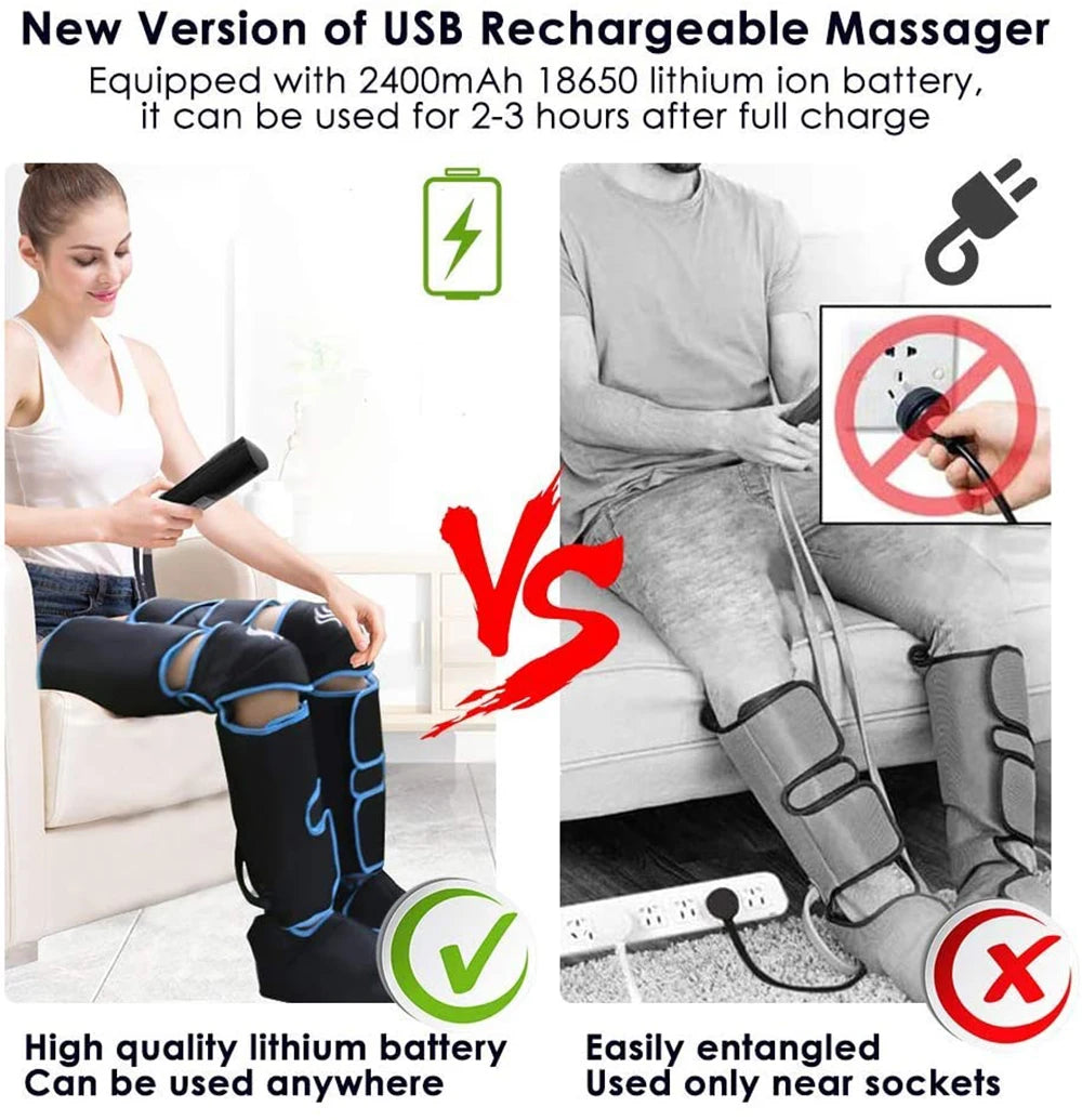 a-Relaxant électrique des muscles des jambes, 6 modes, récupération par Compression d'air,