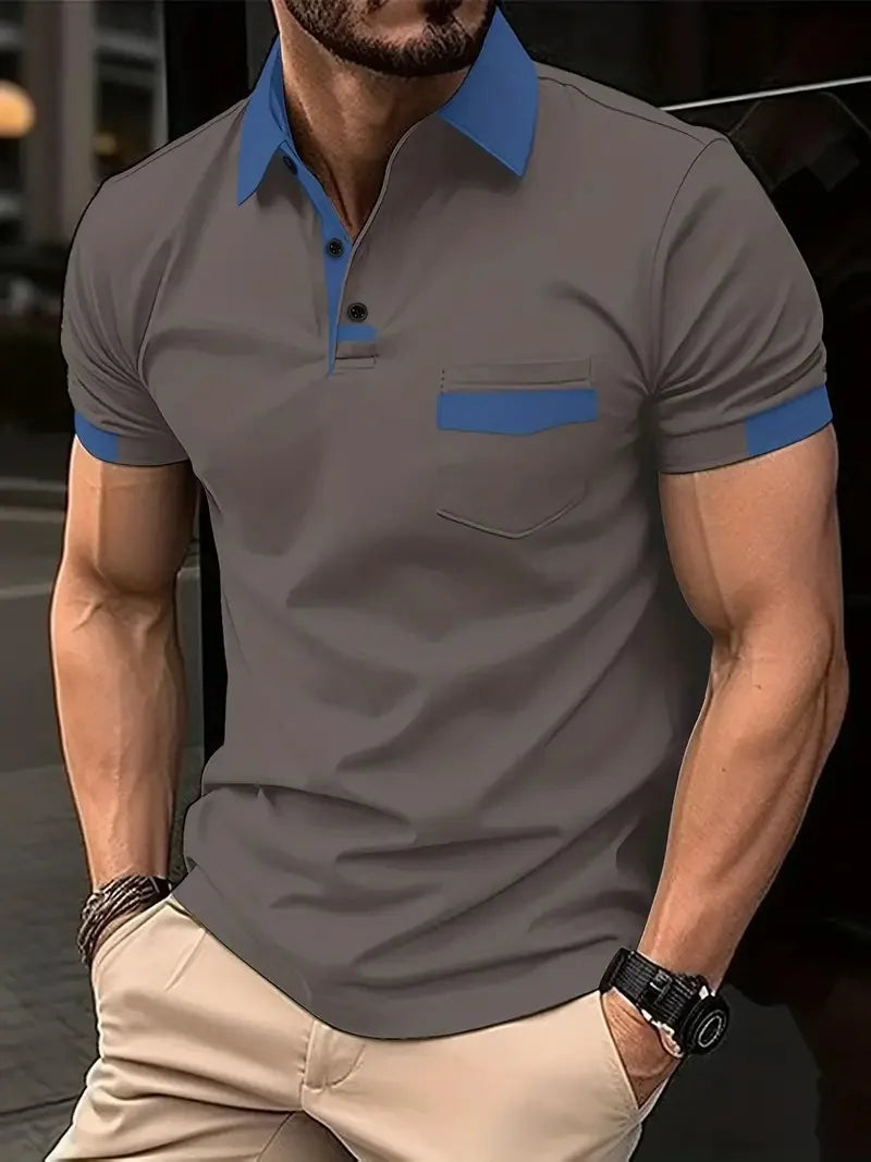 Polo classique à boutons pour hommes, décontracté, sport, respirant