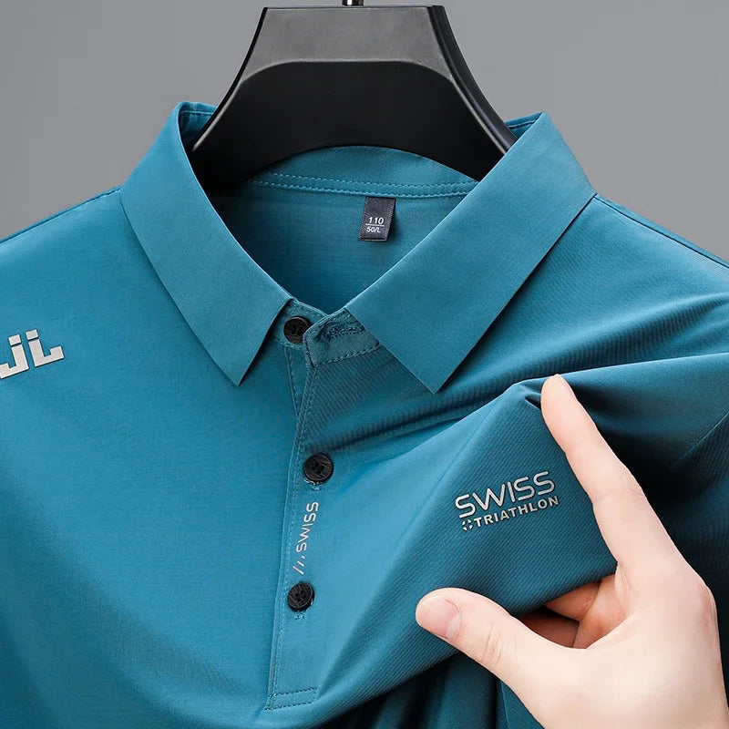 Polo décontracté à manches courtes pour homme, chemise d'affaires avec badge, polyvalent,