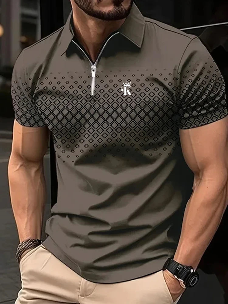 Polo de golf à manches courtes pour homme, polyester, micro-élastique, décontracté, été,