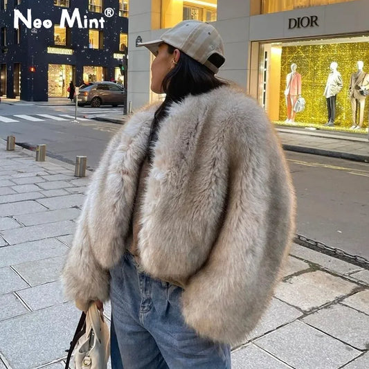 veste en fausse fourrure pour femme