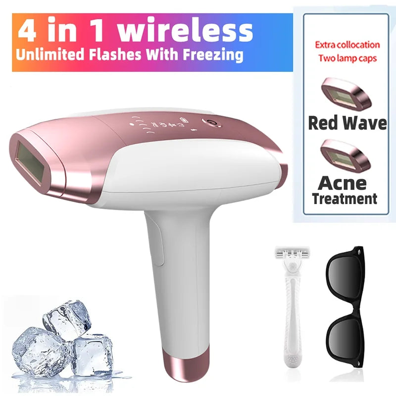 Épilateur laser indolore pour femme et homme, corps, bikini, IPL 999,999 flashs, pulsations en continu, épil