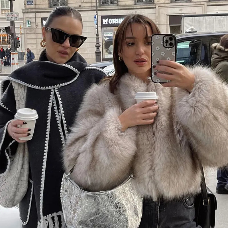 veste en fausse fourrure pour femme