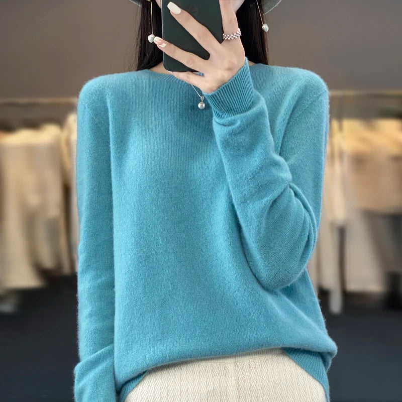 pull en cachemire à col rond pour femme