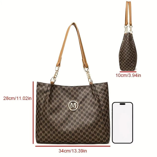 a-sac fourre-tout géométrique, vintage, en cuir synthétique, lettre "M", Design pour femmes -a