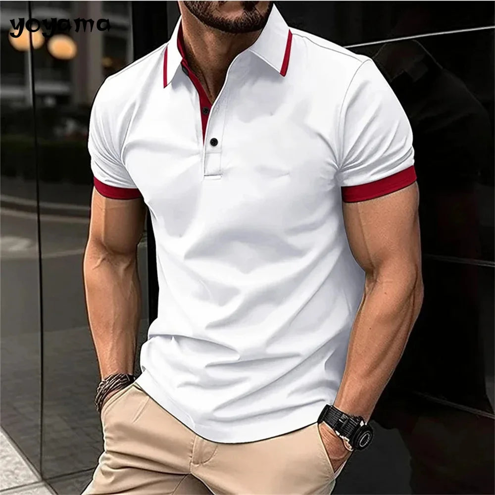 polo à manches courtes, imprimé 3D pour homme, monochrome, vêtement décontracté,  simple,