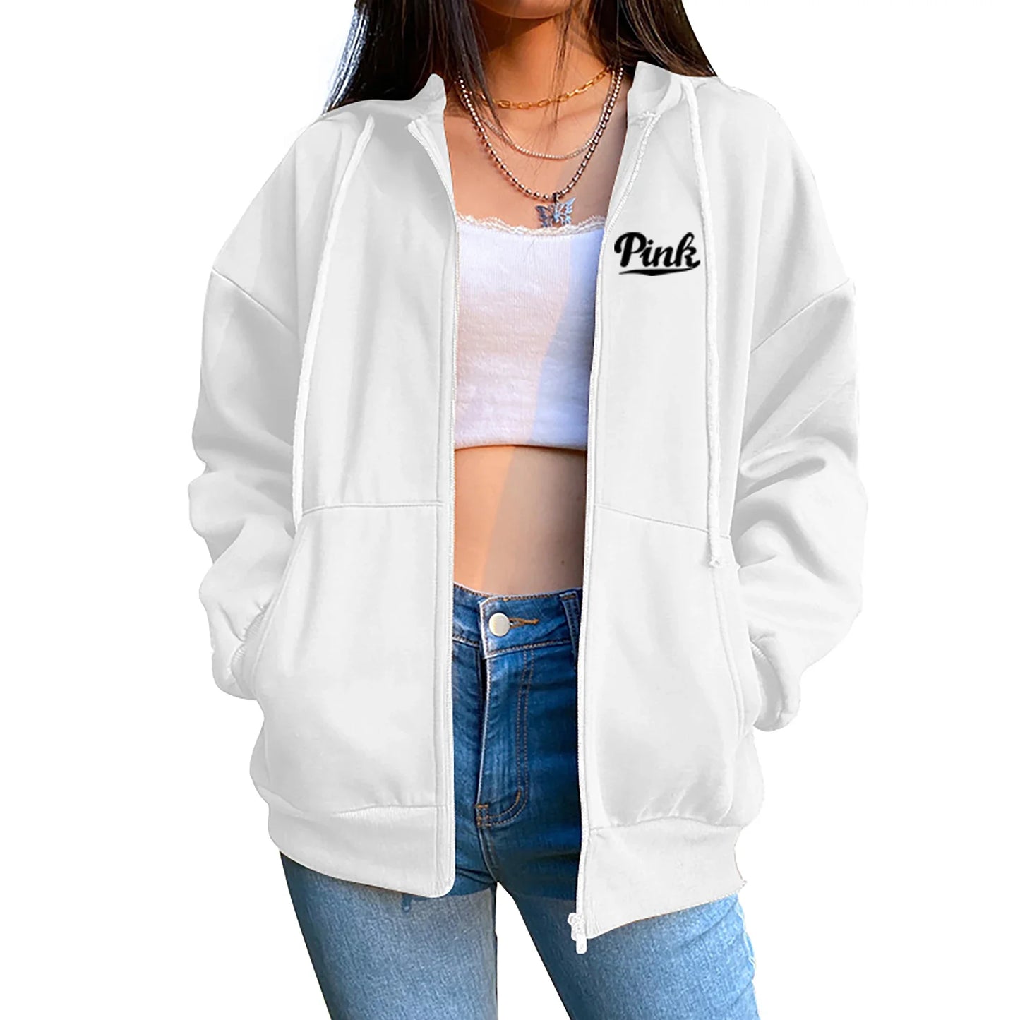 sweat-shirt à capuche avec fermeture éclair pour femme