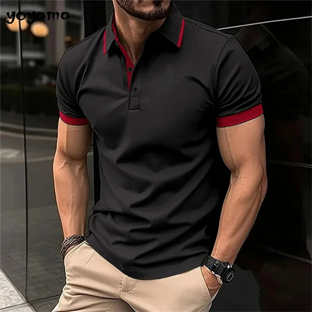 polo à manches courtes, imprimé 3D pour homme, monochrome, vêtement décontracté,  simple,