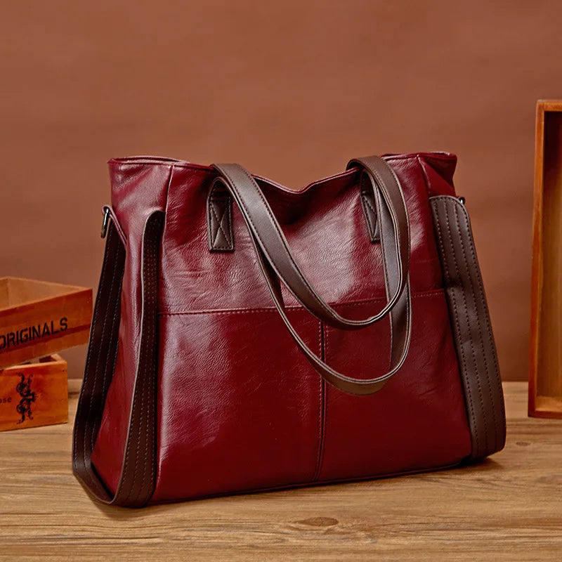 a-Sac fourre-tout en cuir PU, souple, pour femme, sac à bandoulière de grande capacité, sac de luxe,