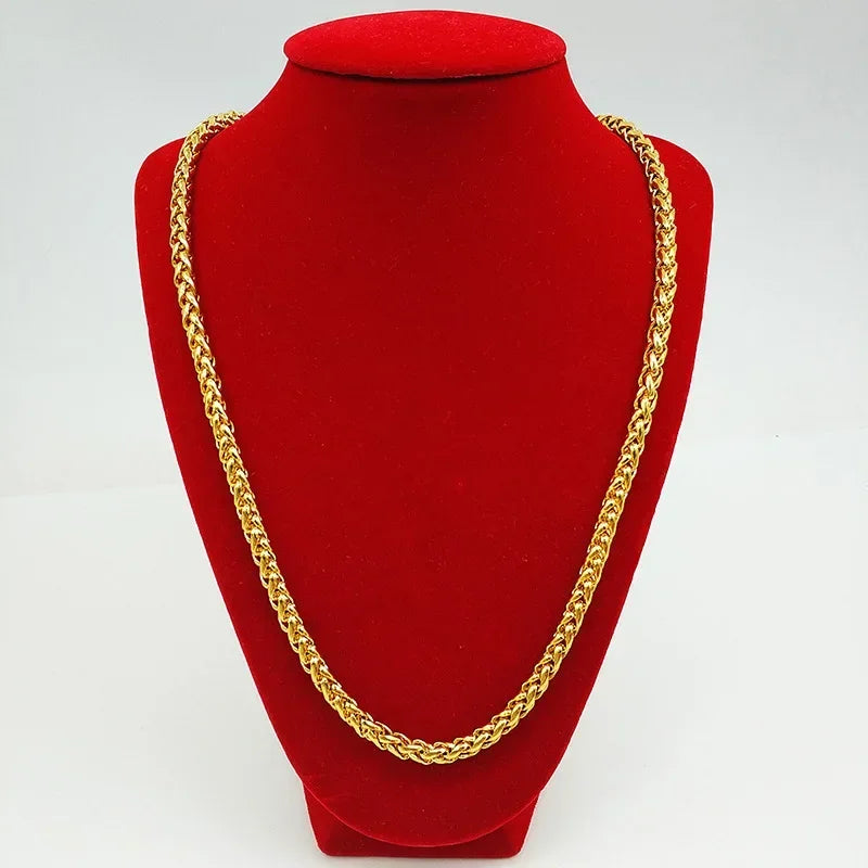 Collier en or 18 carats pour homme et femme, bijoux chaîne creuse AU750, chaîne en os de serpent avec certificat