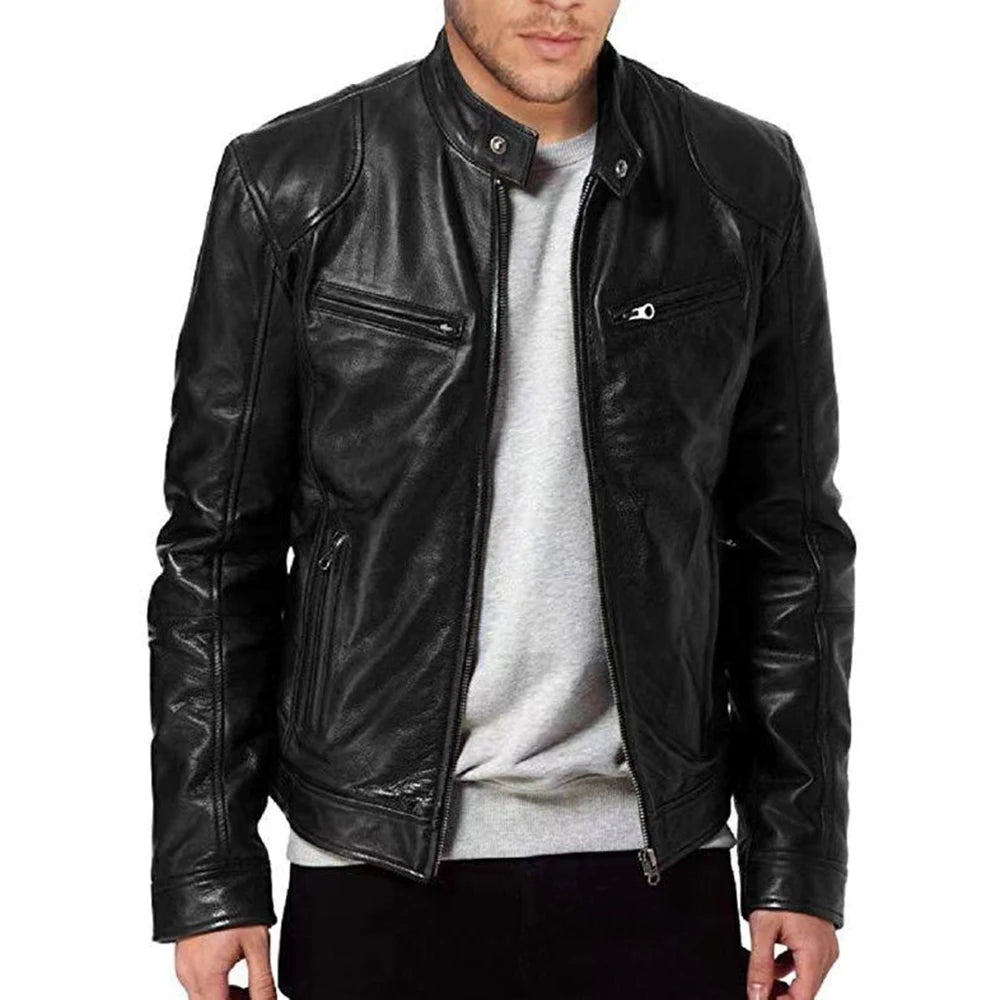 veste de moto en cuir PU pour homme et femme