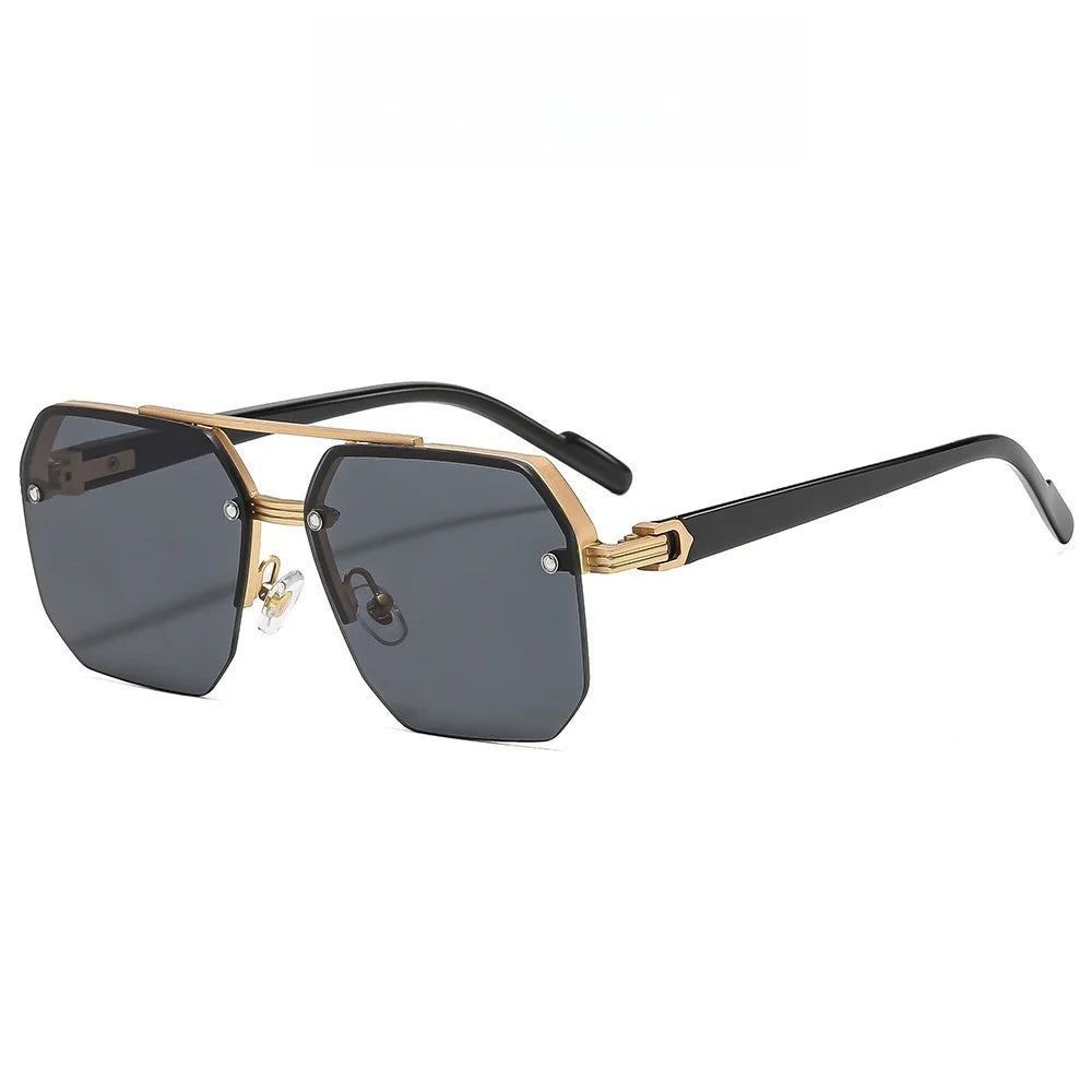 a-lunettes de soleil rétro carrées pour homme et femme, monture métallique de luxe, tendance, UV400,