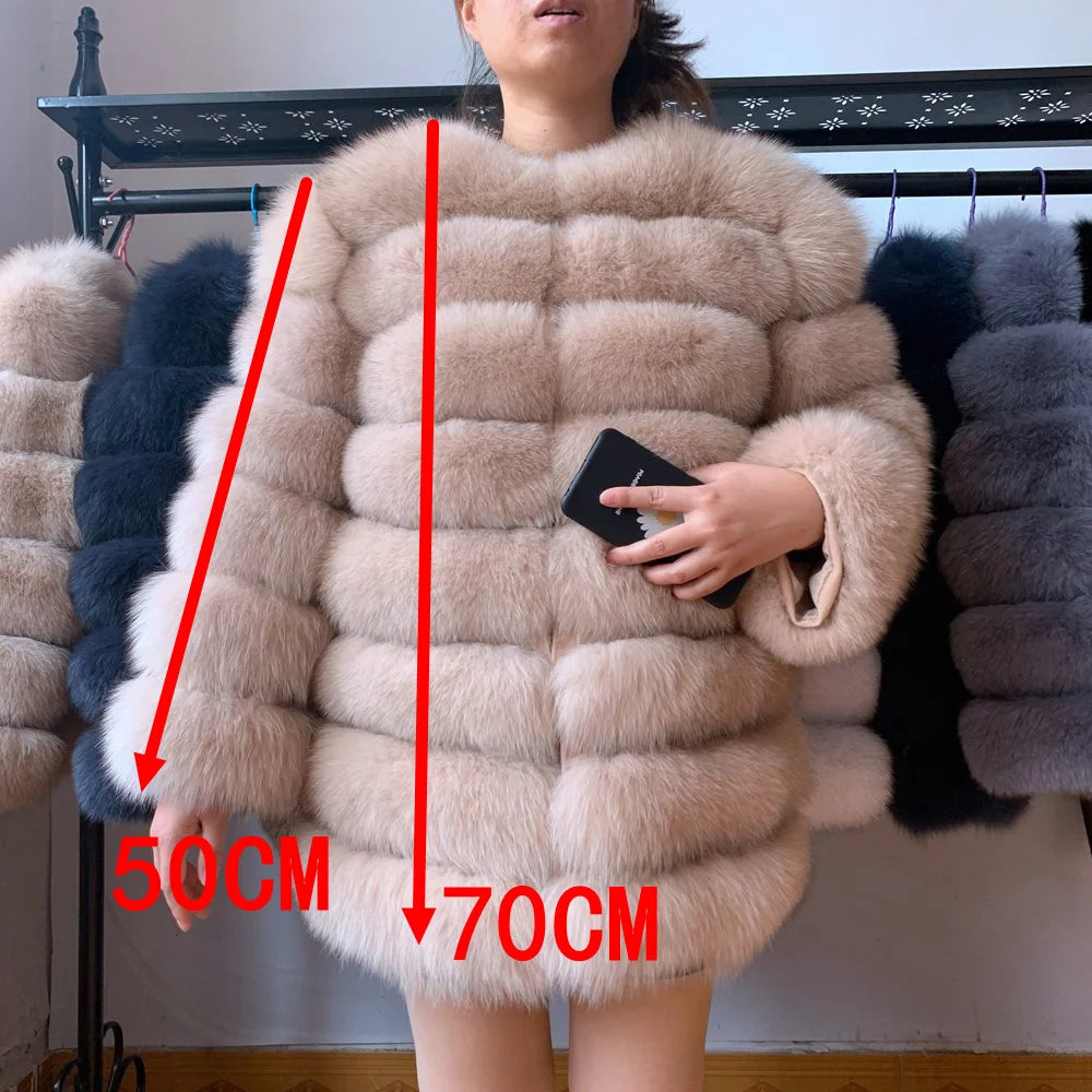veste en fourrure de renard véritable pour femme