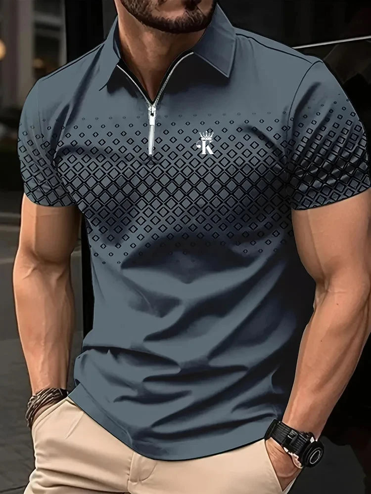 Polo de golf à manches courtes pour homme, polyester, micro-élastique, décontracté, été,