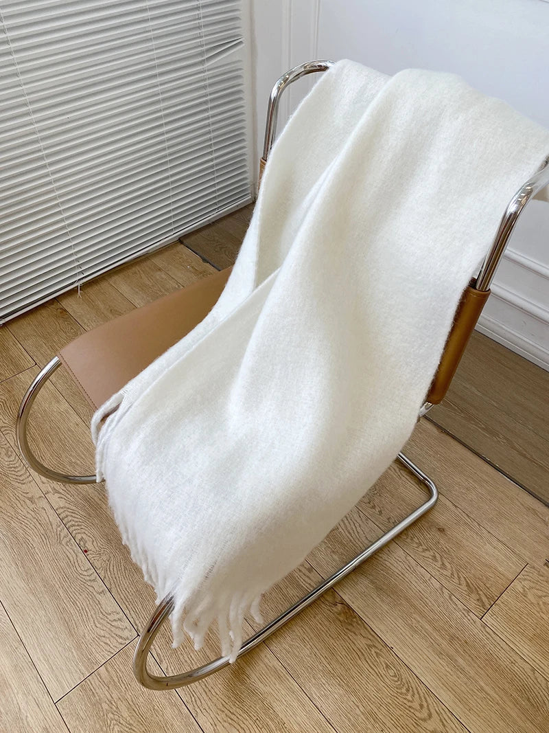 a-écharpe d'hiver, chaud, couleur unie, couverture longue -a