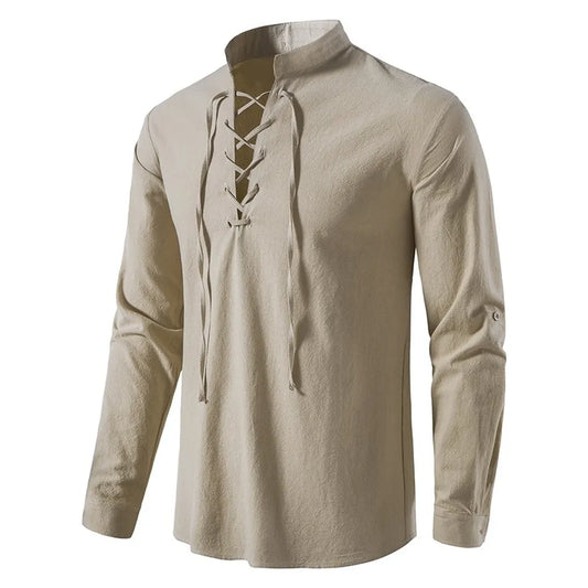 chemise en coton et lin pour homme